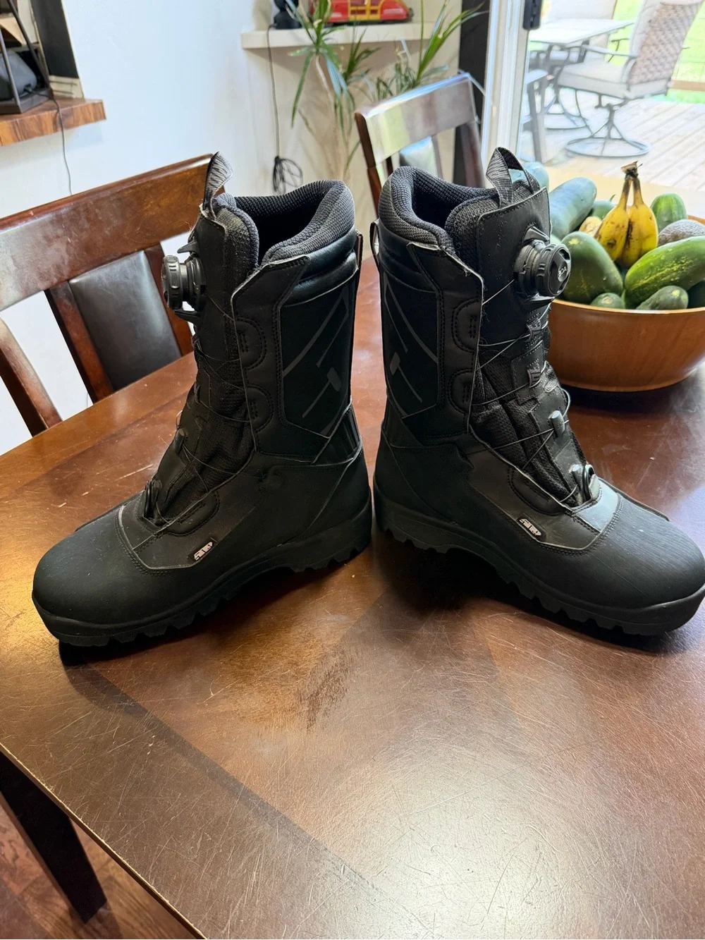 Women's Black Winter Boots with Dial Lacing